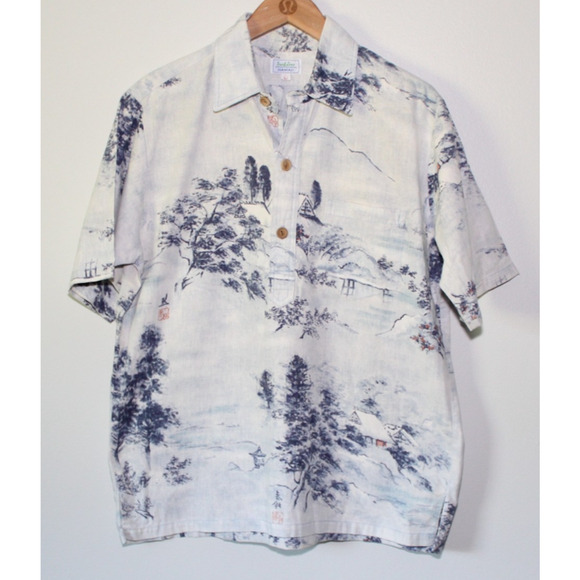 Vintage Surf Line Hawaii Printed 1/2 Button Up Pullover Shirt Large Hawaiian Top - Picture 10 of 14